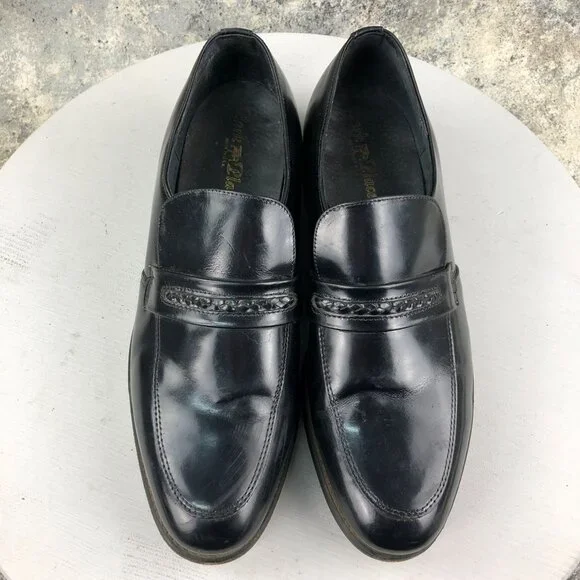 Park Place Men's Size 10D Black Leather Closed Toe Slip On Dress Shoes Loafers - Picture 3 of 16